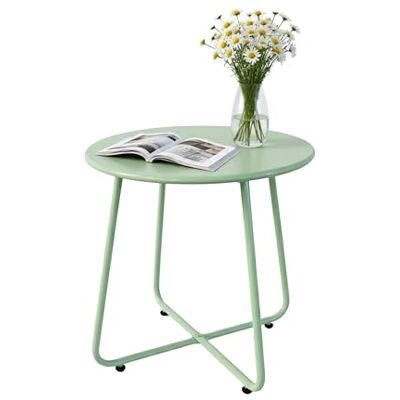Relaxdays Metalen bijzettafel H x D: 46 x 44 cm, weerbestendig, voor binnen en buiten, balkontafel, rond, groen Relaxdays Metalen bijzettafel H x D: 46 x 44 cm, weerbestendig, voor binnen en buiten, balkontafel, rond, groen
