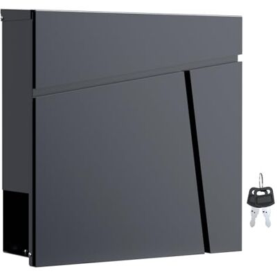 WilTec Brievenbus, modern design, V23, antraciet, wandbevestiging, gepoedercoat, krantenvak WilTec Brievenbus, modern design, V23, antraciet, wandbevestiging, gepoedercoat, krantenvak