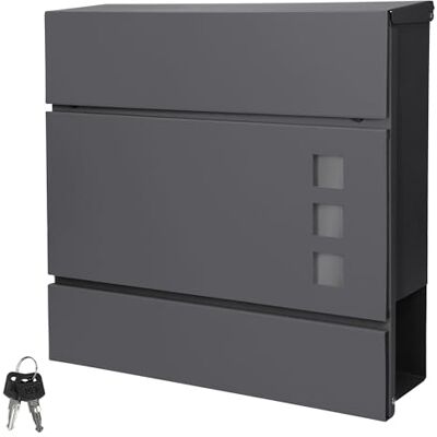 ECD Germany Moderne design brievenbus krantenbak 37x10,5x36,5cm gepoedercoat staal antraciet kijkvenster 2 sleutels en montage materiaal wand brievenbus brievenbus krantenrol ECD Germany Moderne design brievenbus krantenbak 37x10,5x36,5cm gepoedercoat staal antraciet kijkvenster 2 sleutels en montage materiaal wand brievenbus brievenbus krantenrol