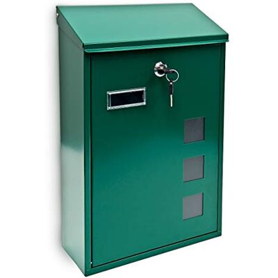 Relaxdays Brievenbus Kleurkeuze van metaal, wandmontage, 25 x 40 cm, met sleuf, groen Relaxdays Brievenbus Kleurkeuze van metaal, wandmontage, 25 x 40 cm, met sleuf, groen
