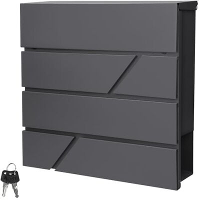 ECD Germany Moderne design brievenbus met krantenvak 37x11x37 cm van roestvrij staal poedercoating antraciet incl. 2 sleutels, bevestigingsmateriaal wandbrievenbus brievenbus krantenrol ECD Germany Moderne design brievenbus met krantenvak 37x11x37 cm van roestvrij staal poedercoating antraciet incl. 2 sleutels, bevestigingsmateriaal wandbrievenbus brievenbus krantenrol