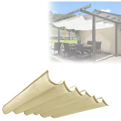 CTREVL Intrekbaar zonnezeil, pergola, vervangende hoes met montageset, schaduwdoek voor buiten, voor paviljoenen, veranda's, balkons, terrastuinen (beige, 1,5 x 10 m/4,9 cm) CTREVL Intrekbaar zonnezeil, pergola, vervangende hoes met montageset, schaduwdoek voor buiten, voor paviljoenen, veranda's, balkons, terrastuinen (beige, 1,5 x 10 m/4,9 cm)