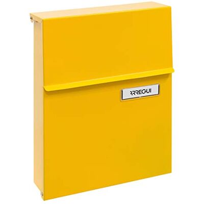 ARREGUI Line E6808 Individuele brievenbus van staal, maat S (postformaat A5), met beschermd slot, regenbestendig, kleine wandbrievenbus, eenvoudig te installeren, geel ARREGUI Line E6808 Individuele brievenbus van staal, maat S (postformaat A5), met beschermd slot, regenbestendig, kleine wandbrievenbus, eenvoudig te installeren, geel