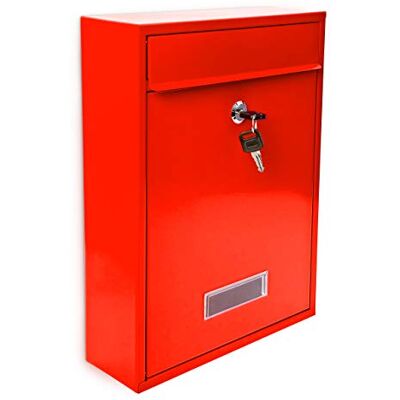Relaxdays 10017415_47, rood design brievenbus metaal 26,5 x 35 x 8,5 cm Relaxdays 10017415_47, rood design brievenbus metaal 26,5 x 35 x 8,5 cm
