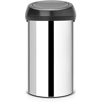 Brabantia Touch Bin 402586 vuilbak, 60 l, roestvrij staal glanzend met deksel zwart mat Brabantia Touch Bin 402586 vuilbak, 60 l, roestvrij staal glanzend met deksel zwart mat