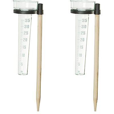 Relaxdays Ladder 35 mm/m², kunststof en hout, natuur/transparant, set van 2, regenmeter, met stok, tuinregenmeter Relaxdays Ladder 35 mm/m², kunststof en hout, natuur/transparant, set van 2, regenmeter, met stok, tuinregenmeter
