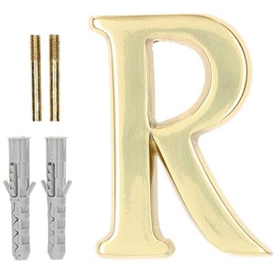KOTARBAU ® Letter R messing 10 cm voor huizen, vestigingen, hotels, appartementen, monumenten, grafstenen, 100% messing KOTARBAU ® Letter R messing 10 cm voor huizen, vestigingen, hotels, appartementen, monumenten, grafstenen, 100% messing