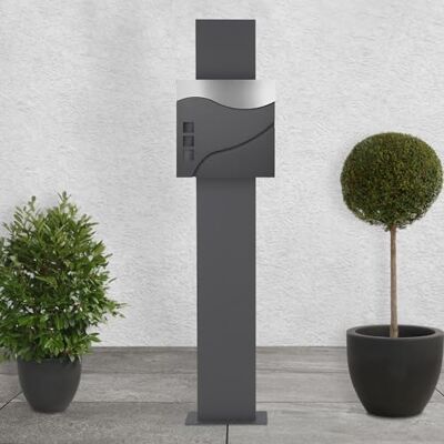 ECD Germany Brievenbus op voet, antraciet/zilver, 37 x 10,5 x 36,5 cm, roestvrij staal, moderne mailbox, krantenvak, 2 sleutels, houder antraciet 170 cm, montagemateriaal inbegrepen ECD Germany Brievenbus op voet, antraciet/zilver, 37 x 10,5 x 36,5 cm, roestvrij staal, moderne mailbox, krantenvak, 2 sleutels, houder antraciet 170 cm, montagemateriaal inbegrepen