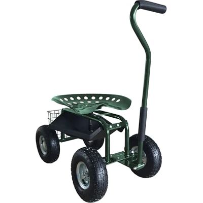 AXI Ag22 Tuinstoel op wielen in groen Kruk voor tuinders met opbergbak Metalen tuinwagen met mmale belasting 150 kg AXI Ag22 Tuinstoel op wielen in groen Kruk voor tuinders met opbergbak Metalen tuinwagen met mmale belasting 150 kg