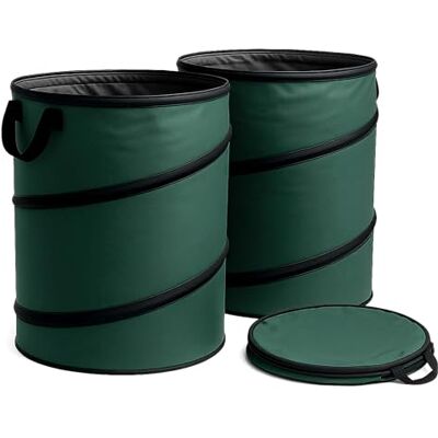 WilTec 3 x ronde bladzak, 100 l, groen, pop-up, opvouwbaar, 600D-Oxford-polyester, afvalverzameling, robuuste gazonzak, tuinafval WilTec 3 x ronde bladzak, 100 l, groen, pop-up, opvouwbaar, 600D-Oxford-polyester, afvalverzameling, robuuste gazonzak, tuinafval