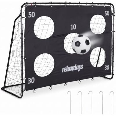 Relaxdays Voetbalkooi met schietwand, voor groot en klein, staal, 153 x 217 x 75 cm, tuin, zwart Relaxdays Voetbalkooi met schietwand, voor groot en klein, staal, 153 x 217 x 75 cm, tuin, zwart