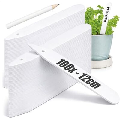 com-four ® 100 x plantenetiketten met potlood, steeketiketten com-four ® 100 x plantenetiketten met potlood, steeketiketten