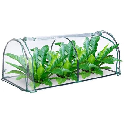 Relaxdays Broeikas van kunststoffolie met insteeksysteem, oprolbare deur, 50 x 130 x 60 cm (h x b x d), staal en pvc, transparant, groen Relaxdays Broeikas van kunststoffolie met insteeksysteem, oprolbare deur, 50 x 130 x 60 cm (h x b x d), staal en pvc, transparant, groen