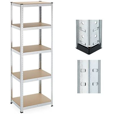 Relaxdays Rek voor zware belasting, (h x b x d): 180 x 60 x 45 cm, 500 kg, verzinkt staal, kelderopslag, voor montage, zilver Relaxdays Rek voor zware belasting, (h x b x d): 180 x 60 x 45 cm, 500 kg, verzinkt staal, kelderopslag, voor montage, zilver