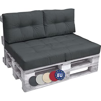 Beautissu Eco Elemets Palletkussens 2 rugkussens 60 x 40 x 15 cm voor pallets grafietkussen grijs palletkussens in hoogwaardige matras Beautissu Eco Elemets Palletkussens 2 rugkussens 60 x 40 x 15 cm voor pallets grafietkussen grijs palletkussens in hoogwaardige matras