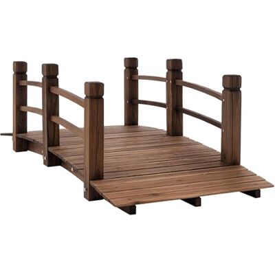 Outsunny Tuinbrug Vijverbrug houten loopbrug afm. 152,5L x 67B x 48H cm carbonisatie behandeld dennenhout Outsunny Tuinbrug Vijverbrug houten loopbrug afm. 152,5L x 67B x 48H cm carbonisatie behandeld dennenhout