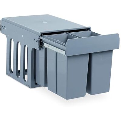 Relaxdays Inbouwafvalemmer voor de keuken, vuilnisemmersysteem, onderkast, kunststof, elk 4 x 8 liter, H 35,1 x 34,3 x 48 cm, grijs Relaxdays Inbouwafvalemmer voor de keuken, vuilnisemmersysteem, onderkast, kunststof, elk 4 x 8 liter, H 35,1 x 34,3 x 48 cm, grijs