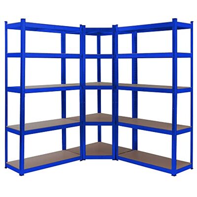 Arebos Set van 3 zware hoekplanken, belastbaar tot 875 kg, montage door insteeksysteem, robuuste metalen constructie, centrale dwarsstang voor meer dan Arebos Set van 3 zware hoekplanken, belastbaar tot 875 kg, montage door insteeksysteem, robuuste metalen constructie, centrale dwarsstang voor meer dan