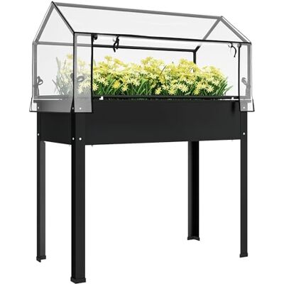 Outsunny Verhoogde plantenbak met deksel, plantenbak met afvoergaten, metalen plantenbak, weerbestendig, voor tuin, balkon, 100 x 48 x 124 cm, zwart Outsunny Verhoogde plantenbak met deksel, plantenbak met afvoergaten, metalen plantenbak, weerbestendig, voor tuin, balkon, 100 x 48 x 124 cm, zwart
