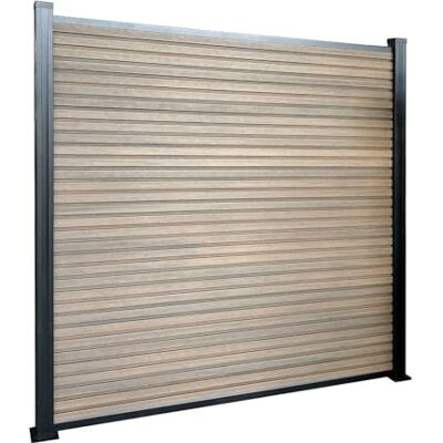 Floordirekt Tuinhek 180 x 180 cm met aluminium palen WPC omheining complete set Kronos inkijkbescherming inkijkbescherming voor terras en tuin incl. montagemateriaal (teak) Floordirekt Tuinhek 180 x 180 cm met aluminium palen WPC omheining complete set Kronos inkijkbescherming inkijkbescherming voor terras en tuin incl. montagemateriaal (teak)
