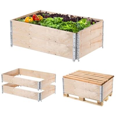 KADAX Set van 2 frames voor houten pallets, stapelbaar, frame voor tuin, verhoogd bed, plantenbak, groentebed, kruidenbed (2 stuks, 120 x 80 x 22,5 cm) KADAX Set van 2 frames voor houten pallets, stapelbaar, frame voor tuin, verhoogd bed, plantenbak, groentebed, kruidenbed (2 stuks, 120 x 80 x 22,5 cm)