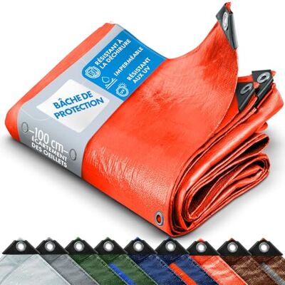 KARAT Beschermend zeil waterdicht, scheurvast zeildoek Dekzeil met Roestvrij Ogen Buitenafdekking voor werk Dikke dichtheid 140 g/m², Oranje 1,5 x 6 m KARAT Beschermend zeil waterdicht, scheurvast zeildoek Dekzeil met Roestvrij Ogen Buitenafdekking voor werk Dikke dichtheid 140 g/m², Oranje 1,5 x 6 m