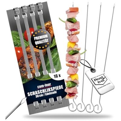 com-four ® 16 x spiesjes van roestvrij staal, spiesen com-four ® 16 x spiesjes van roestvrij staal, spiesen