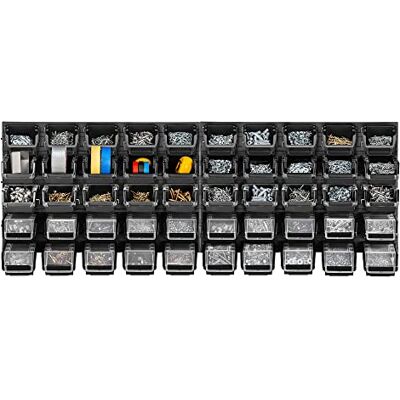 KADAX Werkplaatswandrek, 116 x 39 cm, robuuste kunststof, UV-bestendig opbergsysteem, uitbreidbare wandplaten, werkplaats of tuin, zwart, 50 stuks KADAX Werkplaatswandrek, 116 x 39 cm, robuuste kunststof, UV-bestendig opbergsysteem, uitbreidbare wandplaten, werkplaats of tuin, zwart, 50 stuks