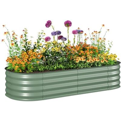 Outsunny Vierkant verhoogd bloembed voor de tuin, van staal, modulair, voor groenten, planten, bloemen, afmetingen: 150 x 62 x 30 cm, groen Outsunny Vierkant verhoogd bloembed voor de tuin, van staal, modulair, voor groenten, planten, bloemen, afmetingen: 150 x 62 x 30 cm, groen