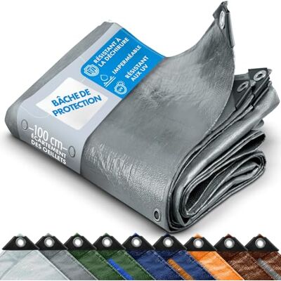 KARAT Beschermend zeil waterdicht, scheurvast zeildoek Dekzeil met Roestvrij Ogen Buitenafdekking voor werk Dikke dichtheid 140 g/m², Zilver 1,5 x 6 m KARAT Beschermend zeil waterdicht, scheurvast zeildoek Dekzeil met Roestvrij Ogen Buitenafdekking voor werk Dikke dichtheid 140 g/m², Zilver 1,5 x 6 m