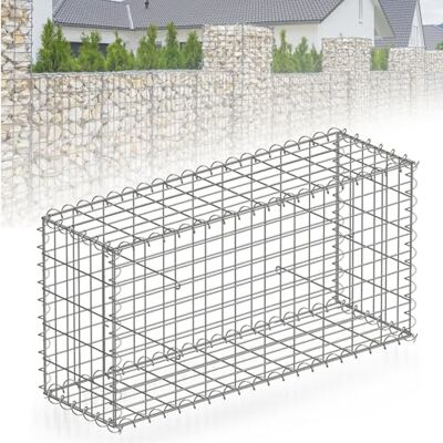 Floordirekt Lenox Steenmand van verzinkt metaal, 100 x 50 x 30 cm, maaswijdte 5 x 10 cm, stenen wand als tuinhek, schanskorfrooster als inkijkbescherming Floordirekt Lenox Steenmand van verzinkt metaal, 100 x 50 x 30 cm, maaswijdte 5 x 10 cm, stenen wand als tuinhek, schanskorfrooster als inkijkbescherming