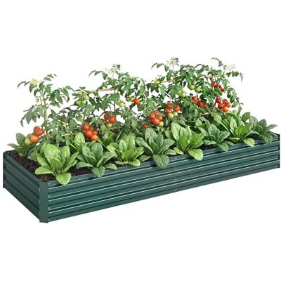 Outsunny Vierkante tuin moestuin dim. 241L x 90B x 30H cm gegolfde staalplaat donkergroen Outsunny Vierkante tuin moestuin dim. 241L x 90B x 30H cm gegolfde staalplaat donkergroen