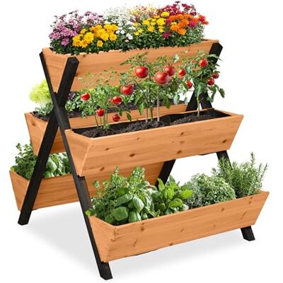 Relaxdays Verticale plantenbak van hout, 82 x 75 x 90 cm (h x b x d), verhoogd bed met 5 dozen, stapelbed, balkon, terras, oranje/zwart Relaxdays Verticale plantenbak van hout, 82 x 75 x 90 cm (h x b x d), verhoogd bed met 5 dozen, stapelbed, balkon, terras, oranje/zwart