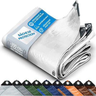 KARAT Beschermend zeil waterdicht, scheurvast zeildoek Dekzeil met Roestvrij Ogen Buitenafdekking voor werkzaamheden Dikke dichtheid 240 g/m², Wit 4 x 6 m KARAT Beschermend zeil waterdicht, scheurvast zeildoek Dekzeil met Roestvrij Ogen Buitenafdekking voor werkzaamheden Dikke dichtheid 240 g/m², Wit 4 x 6 m