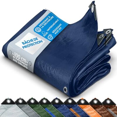 KARAT Beschermend zeil Waterdicht, scheurvast Dekzeil met roestvrije ogen Buitenafdekking voor werkzaamheden Dikke dichtheid 90 g/m², blauw 4x6 m KARAT Beschermend zeil Waterdicht, scheurvast Dekzeil met roestvrije ogen Buitenafdekking voor werkzaamheden Dikke dichtheid 90 g/m², blauw 4x6 m