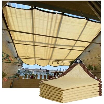 Xrdbfd Winddicht schaduwnet voor terras/pergola, 2 x 3 m, 2 x 4 m, 3 x 3 m, 3 x 5 m, 4 x 6 m, 4 x 8 m, 5 x 6 m, 85% schaduwzeil, voor terras/pergola, broeikas, beige, 2 x 7 m Xrdbfd Winddicht schaduwnet voor terras/pergola, 2 x 3 m, 2 x 4 m, 3 x 3 m, 3 x 5 m, 4 x 6 m, 4 x 8 m, 5 x 6 m, 85% schaduwzeil, voor terras/pergola, broeikas, beige, 2 x 7 m