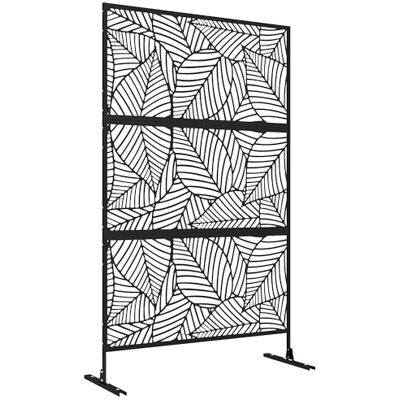 Outsunny Bord voor buiten, decoratief scherm, zwart met plantenmotief, metaal, 122 x 45 x 198 cm, zwart Outsunny Bord voor buiten, decoratief scherm, zwart met plantenmotief, metaal, 122 x 45 x 198 cm, zwart