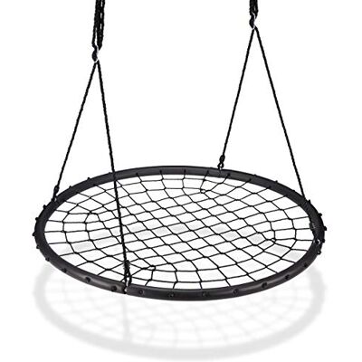Relaxdays Vogelnestschommel, net, 120 cm, om op te hangen, verstelbaar, voor kinderen, volwassenen, tuin, buiten, 150 kg, zwart Relaxdays Vogelnestschommel, net, 120 cm, om op te hangen, verstelbaar, voor kinderen, volwassenen, tuin, buiten, 150 kg, zwart