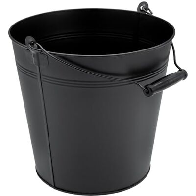 Spetebo Decoratieve zinkemmer met houten handvat, zwart, 10 liter, metalen emmer Metalen emmer om te planten of te transporteren, as-emmer, ijsemmer, champagnebak, bloempot Spetebo Decoratieve zinkemmer met houten handvat, zwart, 10 liter, metalen emmer Metalen emmer om te planten of te transporteren, as-emmer, ijsemmer, champagnebak, bloempot