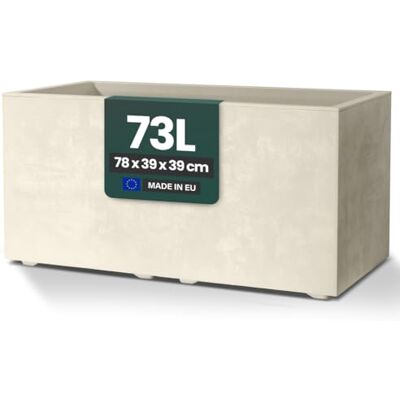 Kreher Plantenbak Millennium XL in verschillende formaten en kleuren, mooie natuursteenlook in bruin, beige, antraciet of grijs, van robuust kunststof, 73 liter (rechthoekig), beige Kreher Plantenbak Millennium XL in verschillende formaten en kleuren, mooie natuursteenlook in bruin, beige, antraciet of grijs, van robuust kunststof, 73 liter (rechthoekig), beige