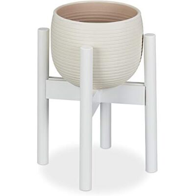 Relaxdays bamboe standaard, individuele instelling, bloempotten tot 32 cm, display, H: 35,5 cm, wit, 1 element Relaxdays bamboe standaard, individuele instelling, bloempotten tot 32 cm, display, H: 35,5 cm, wit, 1 element