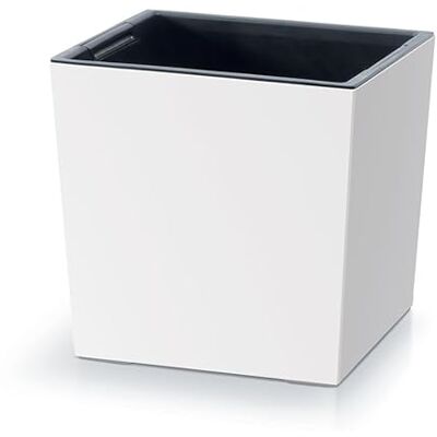 Prosperplast 2-in-1 bloempot met binnenpot, kunststof, vierkant, 24 x 24 x 23,5 cm, wit Prosperplast 2-in-1 bloempot met binnenpot, kunststof, vierkant, 24 x 24 x 23,5 cm, wit