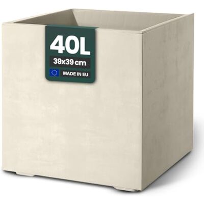Kreher Plantenbak Millennium XL in verschillende formaten en kleuren, mooie natuursteenlook in bruin, beige, antraciet of grijs, van robuuste kunststof (40 liter beige) Kreher Plantenbak Millennium XL in verschillende formaten en kleuren, mooie natuursteenlook in bruin, beige, antraciet of grijs, van robuuste kunststof (40 liter beige)