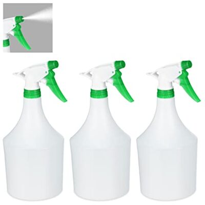 Relaxdays Spuitfles 1 l, 3 stuks, planten, spray, bloemen, tuinieren, verstuiver, schaalverdeling, irrigatie, wit-groen Relaxdays Spuitfles 1 l, 3 stuks, planten, spray, bloemen, tuinieren, verstuiver, schaalverdeling, irrigatie, wit-groen