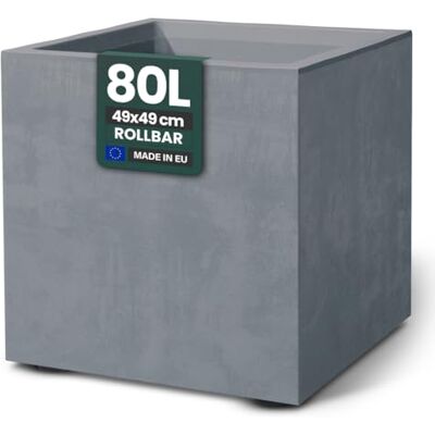 Kreher Nanook-shop Millennium bloembak van kunststof, 80 liter, natuursteenlook, antraciet of grijs Kreher Nanook-shop Millennium bloembak van kunststof, 80 liter, natuursteenlook, antraciet of grijs
