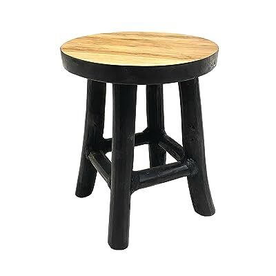 Spetebo Ronde teakkruk met 4 poten, echt hout, decoratie voor planten en bloemen, 17 x 15 cm, zwart/klein Spetebo Ronde teakkruk met 4 poten, echt hout, decoratie voor planten en bloemen, 17 x 15 cm, zwart/klein