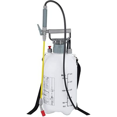 Relaxdays Druksproeier, 5 liter, irrigatie en bescherming van planten, verstelbaar mondstuk, schalen, pompsproeier, wit/grijs Relaxdays Druksproeier, 5 liter, irrigatie en bescherming van planten, verstelbaar mondstuk, schalen, pompsproeier, wit/grijs