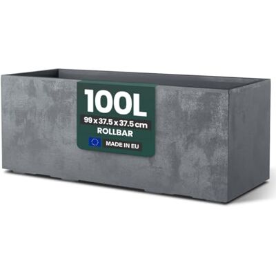 Kreher Nanook-shop Millennium bloembak van robuuste kunststof in natuursteenlook, 100 liter, antracietbruin Kreher Nanook-shop Millennium bloembak van robuuste kunststof in natuursteenlook, 100 liter, antracietbruin