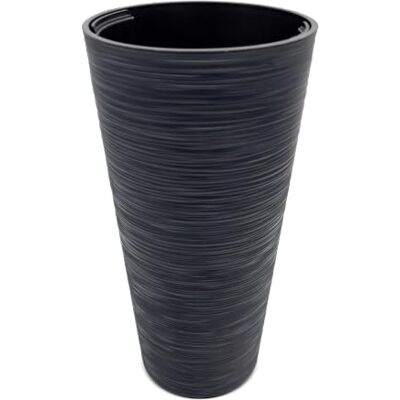 Spetebo Kegelvormige tuinbloempot van kunststof, antraciet, 58 x 30 cm, met groeven, bloempot, plantenkolom, bloempot, weerbestendig, voor buiten, balkon Spetebo Kegelvormige tuinbloempot van kunststof, antraciet, 58 x 30 cm, met groeven, bloempot, plantenkolom, bloempot, weerbestendig, voor buiten, balkon