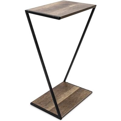 Spetebo Houten plantenstandaard met metalen frame, 50 x 29 cm, kleine tafel voor levering en decoratie, bloemenkruk, plantentrap, plantenstandaard, tafel Spetebo Houten plantenstandaard met metalen frame, 50 x 29 cm, kleine tafel voor levering en decoratie, bloemenkruk, plantentrap, plantenstandaard, tafel